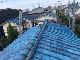 青緑瓦棟積み替え