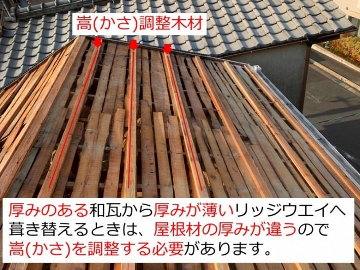 京都府宇治市で屋根葺き替え工事嵩調整