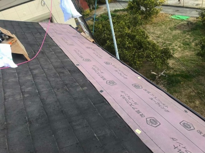 軒先から防水シート施工