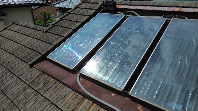 太陽温水器の様子