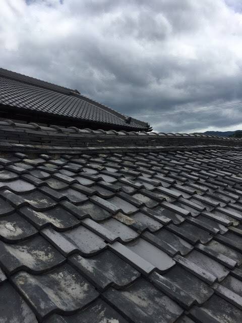 京都市伏見区の経年劣化した瓦屋根全体