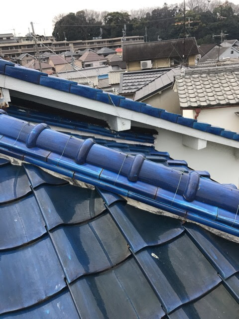下り棟の緊結線確認