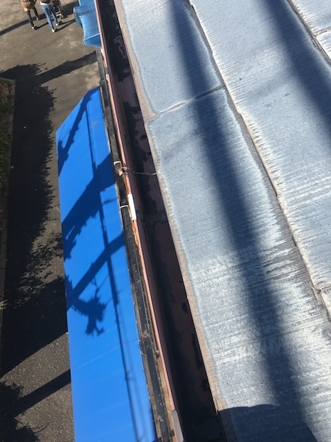 軒先の白化した屋根面