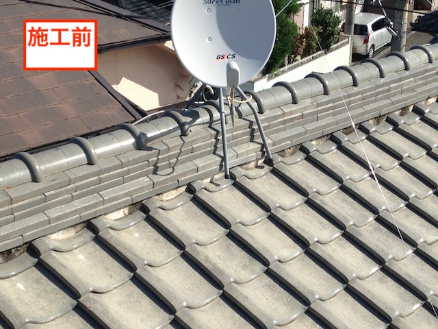 【宇治市】電気屋さんの指摘で発覚！屋根の白い土（漆喰）の浮きを1日補修し、瓦の落下トラブルを回避