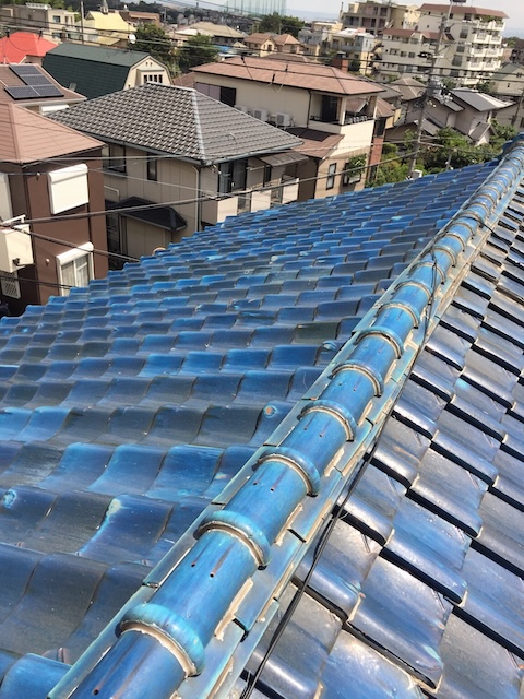 京都市伏見区 勾配がなくなり平坦になった棟ののし瓦